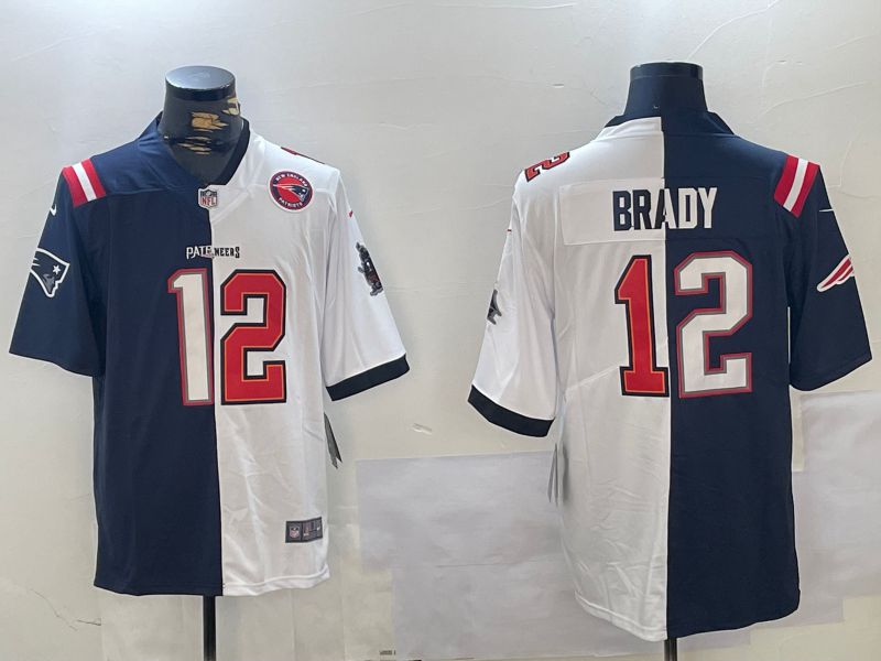 Men New England Patriots #12 Brady Blue White 2024 Nike Vapor Limited NFL Jersey style 1->new york jets->NFL Jersey